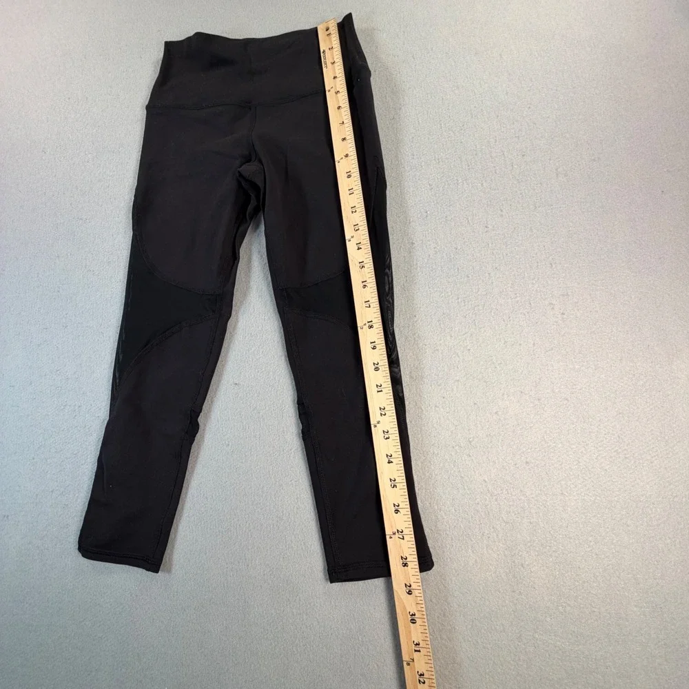 Alo Yoga Coast Mesh Inset Crop Leggings Black High Waist Athletic Pants
